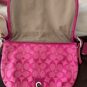 Coach Hot Pink Logo Purse with adjustable strap